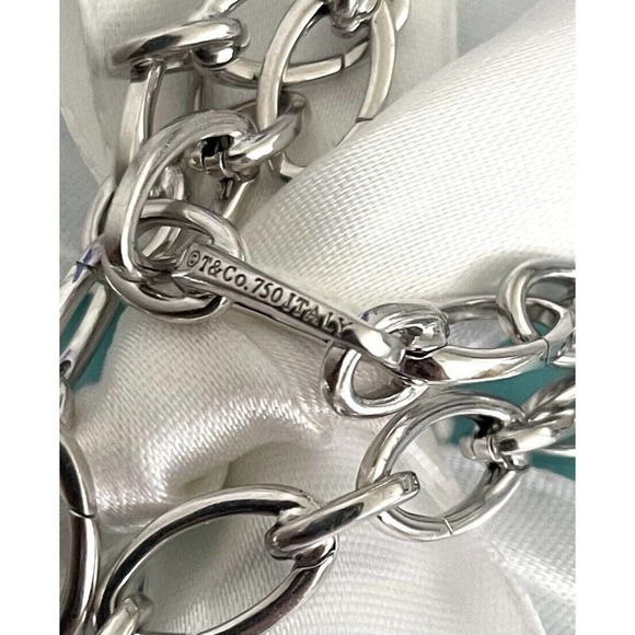 RARE Tiffany & Co. White Gold 750 Clasping Oval Link bracelet For Charms - Picture 2 of 8